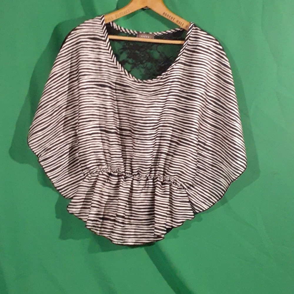 Joppa S striped flutter sleeve lace back blouse